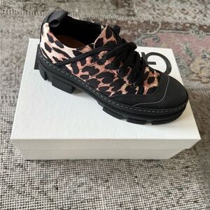 Ganni Black and Leopard Print Sneakers